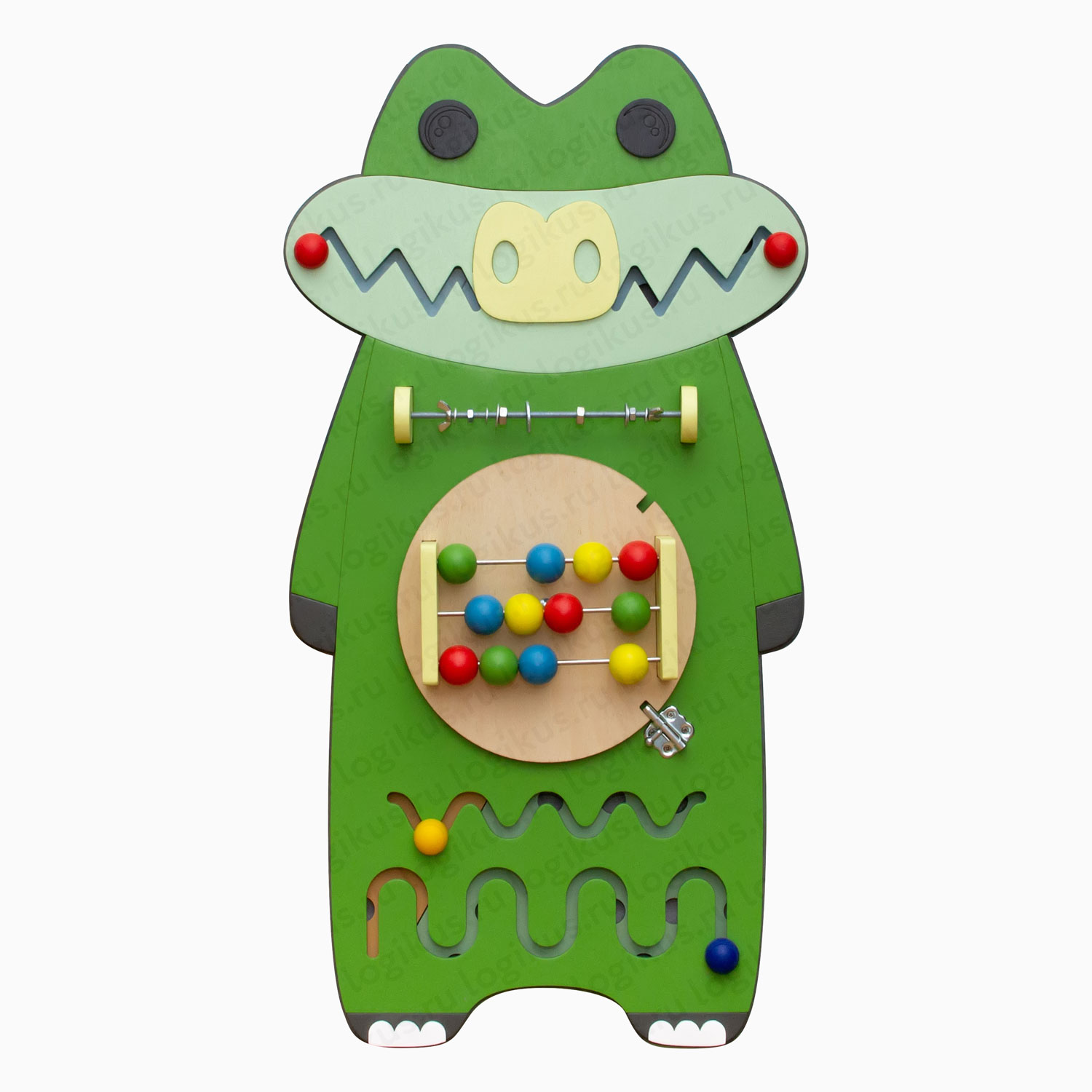 Бизиборд "Крокодильчик". Для оформления стен в детском саду, в дошкольном учреждении.
