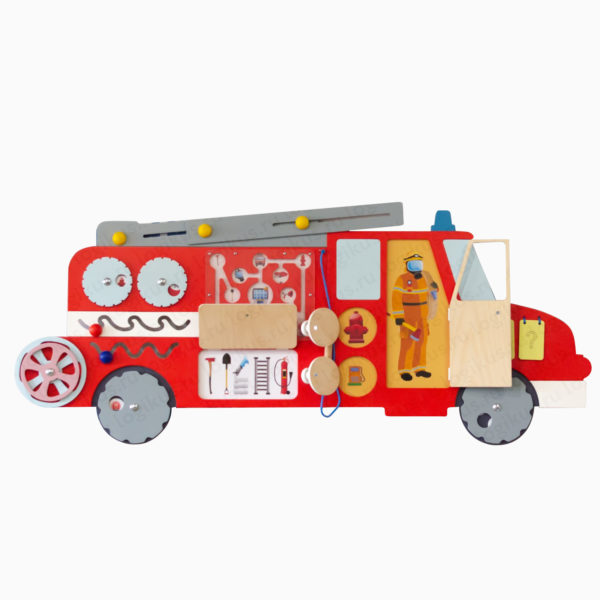 Бизиборд "Пожарная машина". Для оформления стен в детском саду, в дошкольном учреждении.