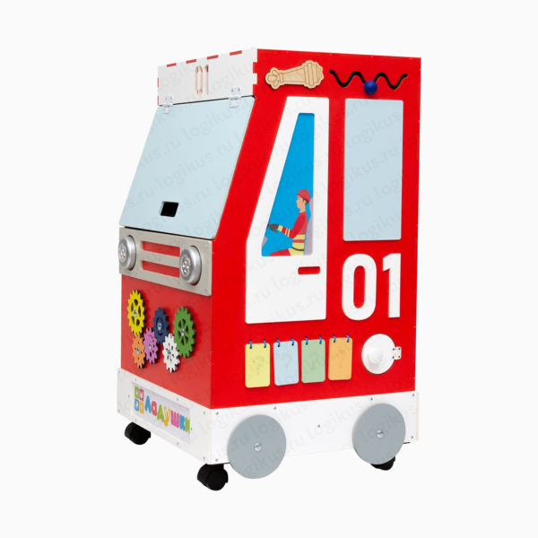 Бизиборд "Бизикар: пожарная машина". Развивающее оборудование для детских садов и дошкольных учреждений производство компании «Логикус».