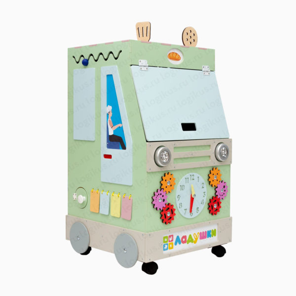 Бизиборд "Бизикар: фургон повара". Развивающее оборудование для детских садов и дошкольных учреждений производство компании «Логикус».
