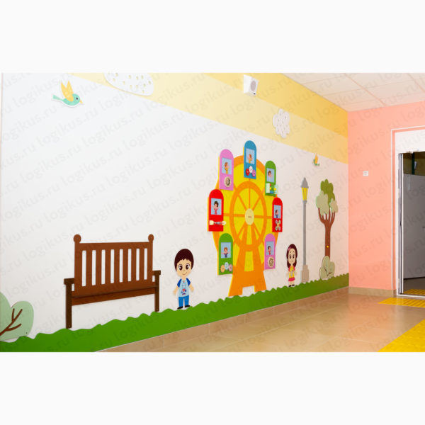 Колесо обозрения. Декоративная развивающая панель для оформления стен в детском саду, в дошкольном учреждении.