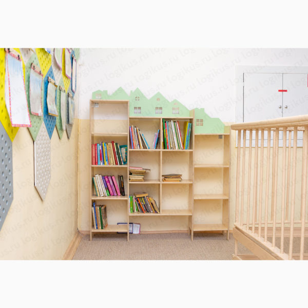 Стеллаж «Библиотека». Развивающее оборудование и мебель для детских садов и дошкольных учреждений. Производство компании «Логикус».