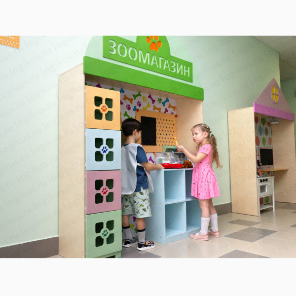Модуль игровой "Зоомагазин". Развивающее оборудование для детских садов и дошкольных учреждений производство компании «Логикус».