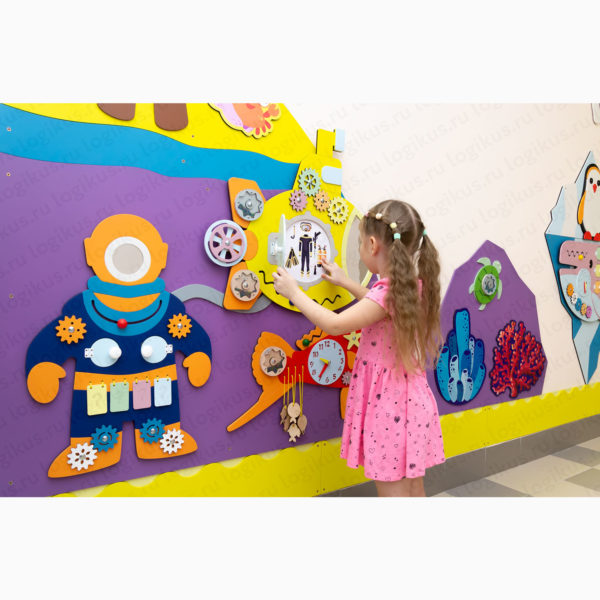 Развивающая панель "Подводный мир". Декоративная панель для оформления стен в детском саду, в дошкольном учреждении.
