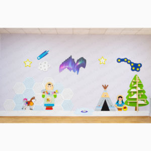 Развивающая панель "Снежная заря". Декоративная панель для оформления стен в детском саду, в дошкольном учреждении.