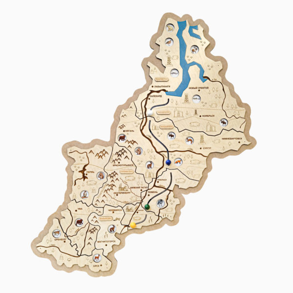 Деревянная карта региона для детского сада и дошкольных учреждений