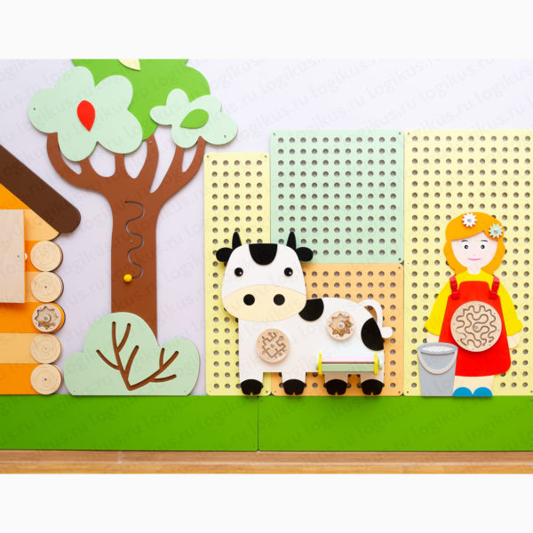 Развивающая панель "Лето в деревне: Ферма" декоративная панель для оформления стен в детском саду, в дошкольном учреждении