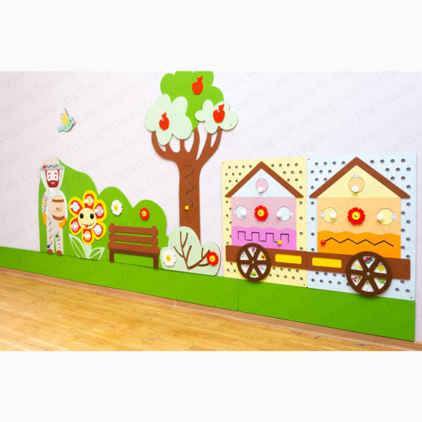 Развивающая панель "Лето в деревне: Пасека" декоративная панель для оформления стен в детском саду, в дошкольном учреждении