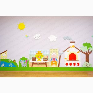 Развивающая панель "Лето в деревне: У бабушки" для оформления стен в детском саду, в дошкольном учреждении