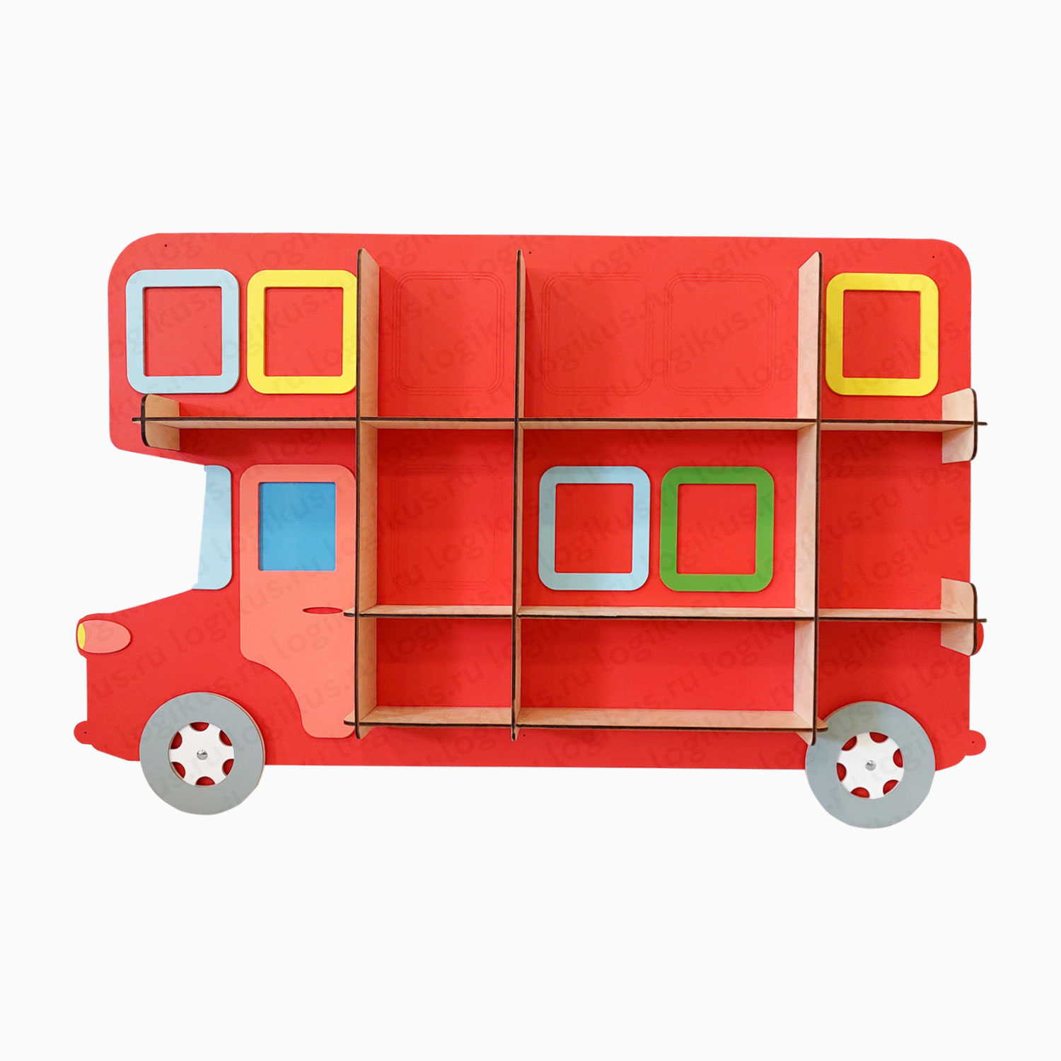 Настенная полка "Автобус". Развивающее оборудование и мебель для детских садов и дошкольных учреждений. Производство компании «Логикус».