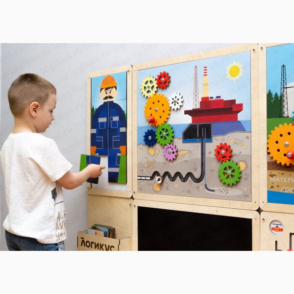 Развивающая панель для детского сада и дошкольных учреждений "Северный край: промышленность". Это готовый дидактический материал для занятий детей с трех лет.