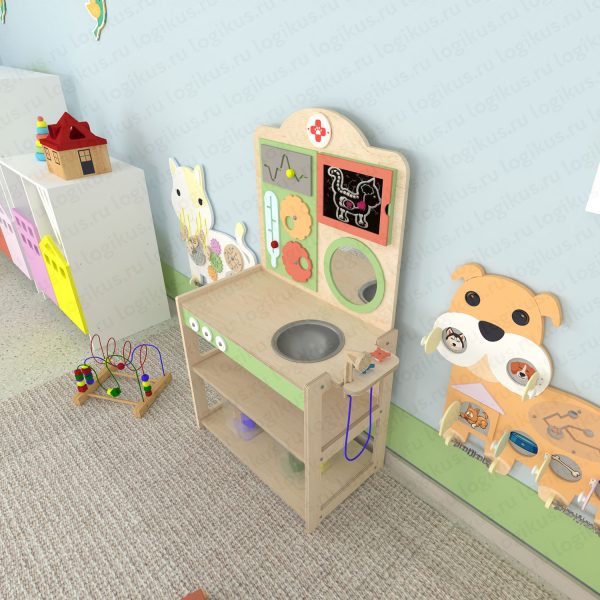 Стенд игровой «Ветеринарная клиника». Развивающее оборудование, мебель для детских садов и дошкольных учреждений производство компании Логикус.