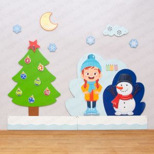 Настенная панель "Снежная зима" для оформления детского сада.