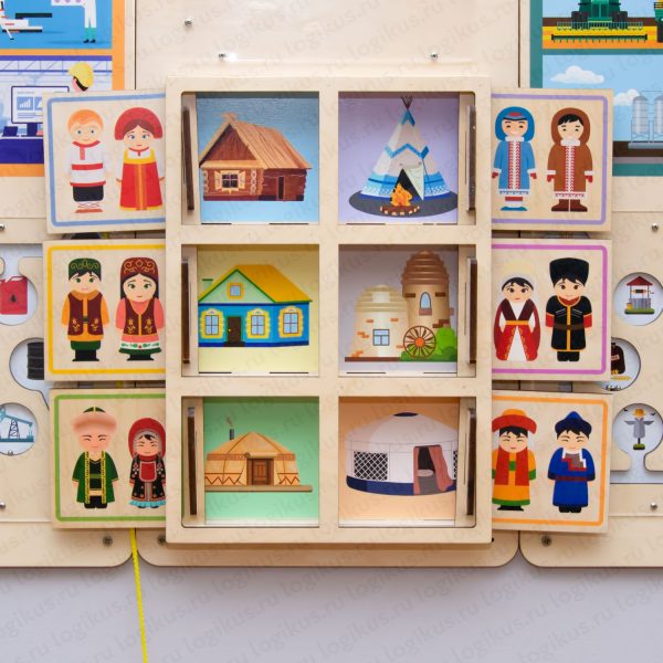 Развивающая панель для детского сада и дошкольных учреждений "Моя Родина Россия". Это готовый дидактический материал для занятий детей с трех лет.